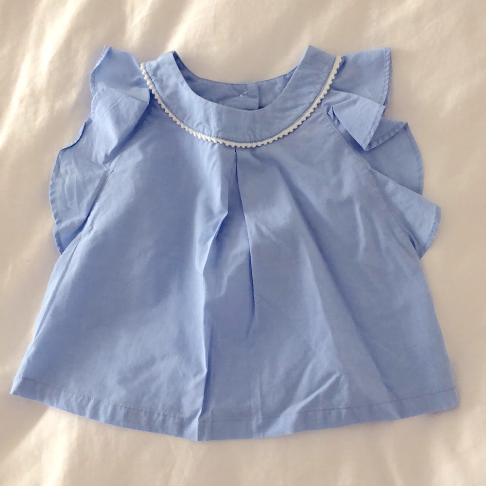 Janie and Jack Blue Blouse with Frill Detail, size 18-24m